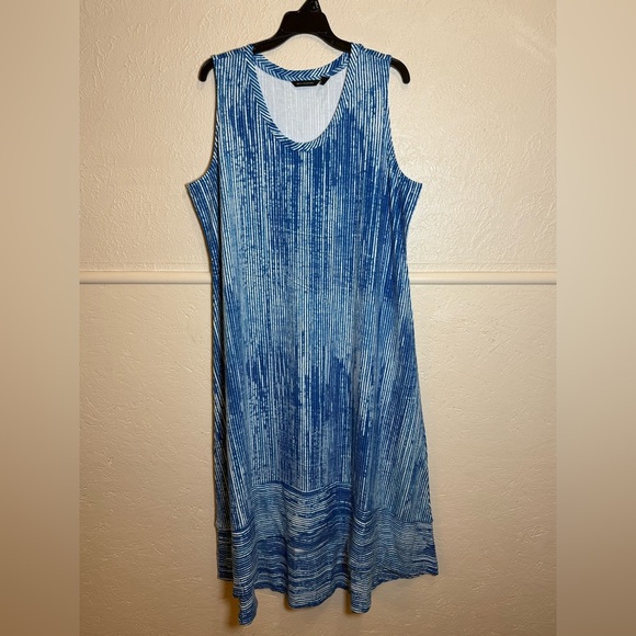 H by Halston Blue Striped High Low Midi Tank Dress 1XL EUC - Picture 1 of 6
